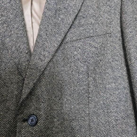 Lands'End 100% Lambswool Men's Tweet Blazer SZ 40R Black/Beige Sport Coat Preppy - Picture 7 of 15